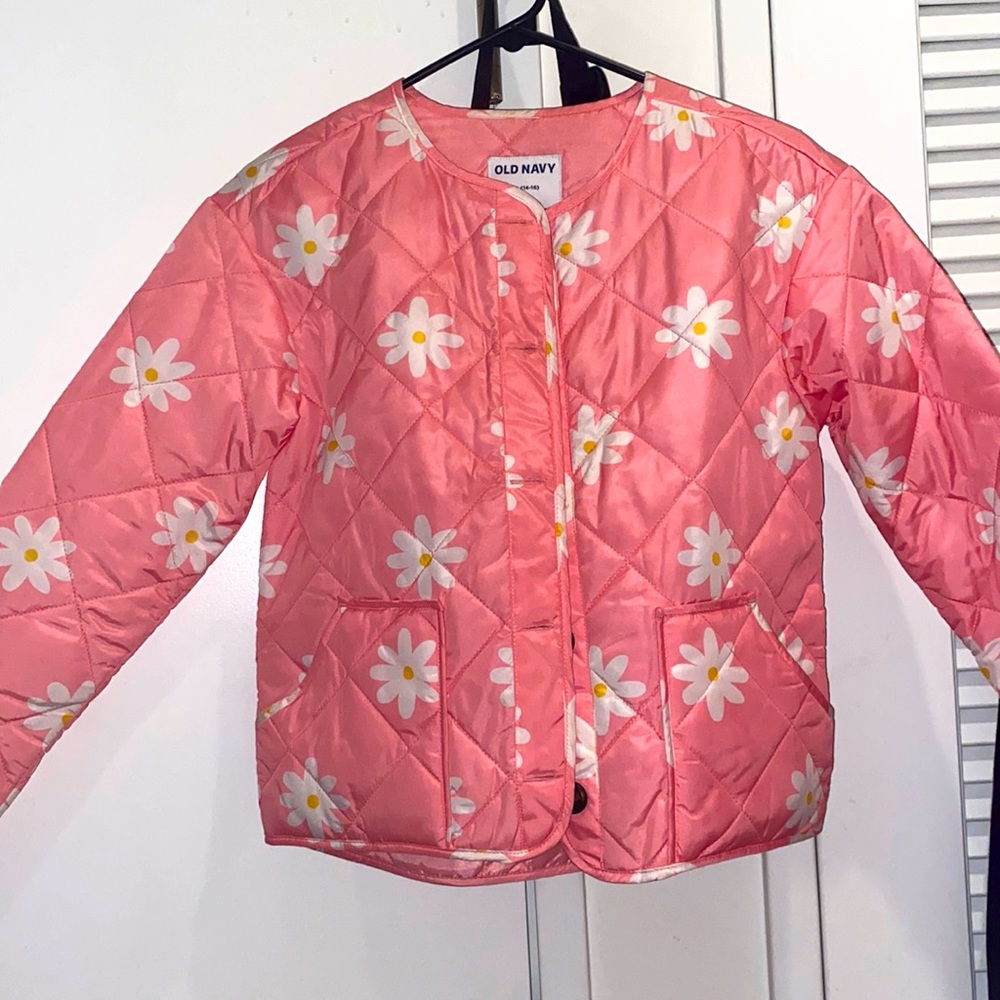 Girls flower print flower light bomber jacket